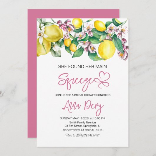 Citrus Sie fand ihr Haupt-Squeeze-Brautparty Einladung (Vorne/Hinten)