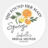 Citrus Sie fand ihr Haupt-Squeeze-Brautparty Runder Aufkleber (Vorderseite)