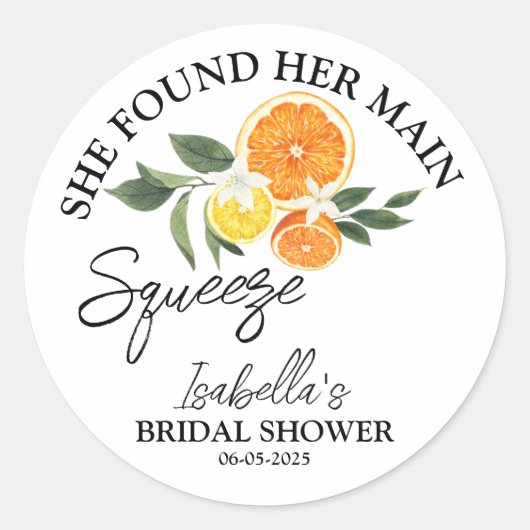 Citrus Sie fand ihr Haupt-Squeeze-Brautparty Runder Aufkleber (Vorderseite)