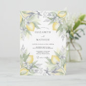 Citrus Silberblatt Hochzeit Einladung (Stehend Vorderseite)