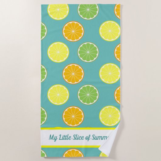Citrus Slice des Sommers Personalisiert Aquamarin Strandtuch (Vorderseite)