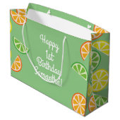 Citrus Slice Geburtstagsparty Große Geschenktüte (Rückseite Schrägansicht)