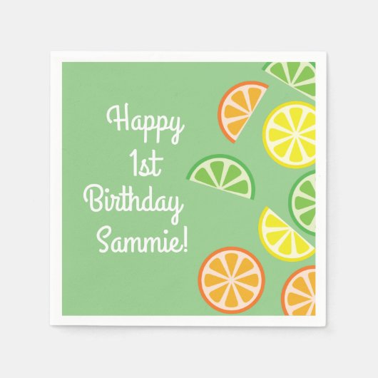 Citrus Slice Geburtstagsparty Serviette (Vorderseite)