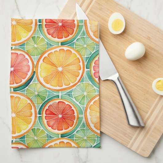 Citrus Slice Tile - Orange, Limon & Grapefruit Geschirrtuch (Viertel Falte)