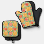 Citrus Slice Tile - Orange, Limon & Grapefruit Ofenhandschuh & Topflappen-Set (Vorderseite/Rückseite)