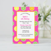 Citrus Slices Jeder Anlass Rosa Party Einladung (Stehend Vorderseite)