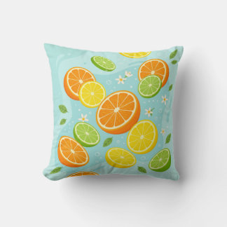 Citrus Slices Lemon Lime Orange Throw Pillow Kissen