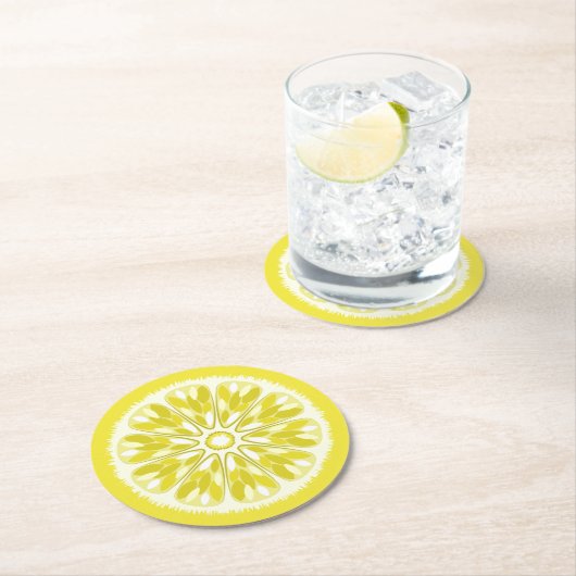Citrus Slices Lemon Runder Pappuntersetzer (Vor Ort)