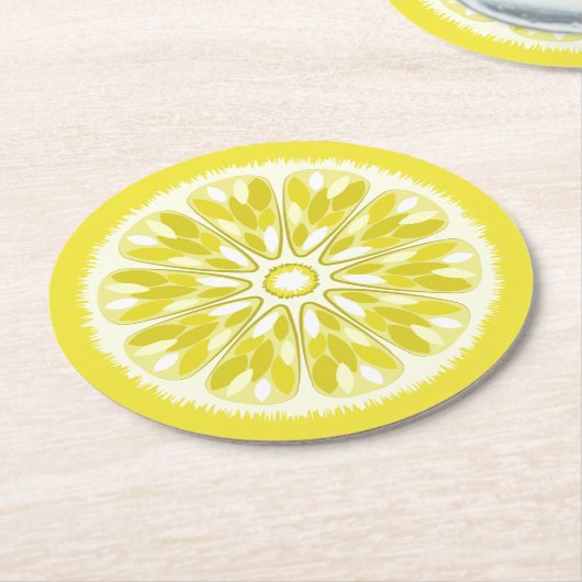 Citrus Slices Lemon Runder Pappuntersetzer (Angewinkelt)
