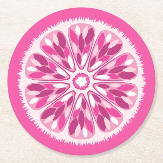Citrus Slices Pink Lemon Runder Pappuntersetzer (Vorderseite)