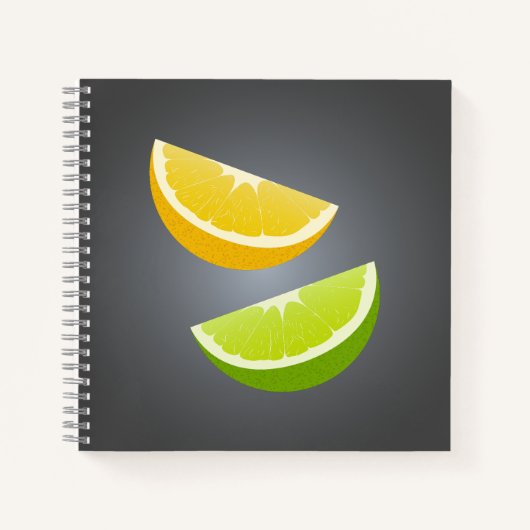 Citrus Spiral Notebook mit Lemon und Limonen Schei Notizblock (Vorderseite)