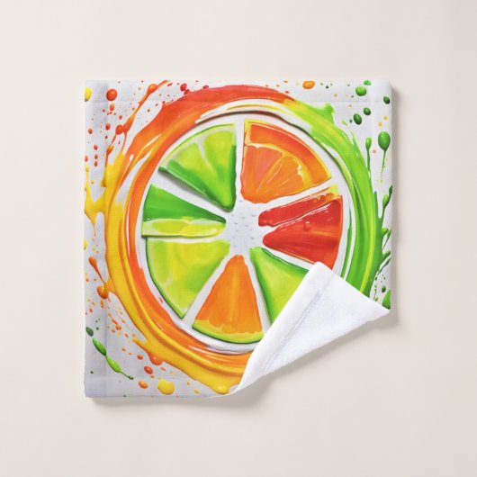 Citrus Splash Design Badhandtuch Set (Waschlappen)