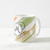 Citrus Splash Moderne Retro Streifen mit Monogramm Kaffeetasse (VorderseiteRechts)