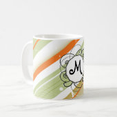 Citrus Splash Moderne Retro Streifen mit Monogramm Kaffeetasse (Vorderseite Links)