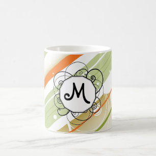 Citrus Splash Moderne Retro Streifen mit Monogramm Kaffeetasse