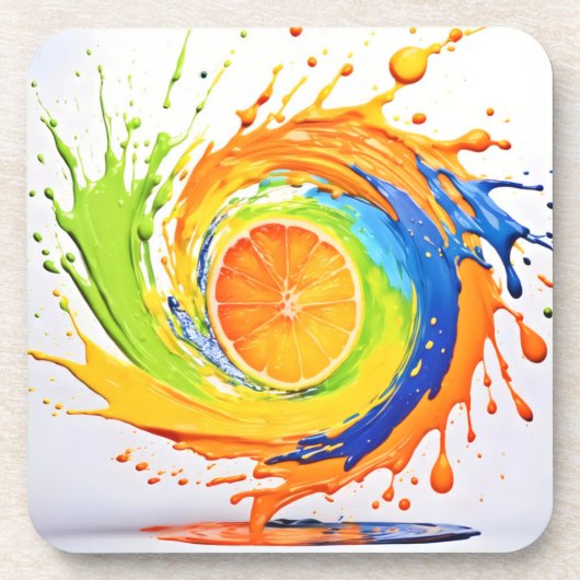 Citrus Splash of Color Design Getränkeuntersetzer (Vorderseite)