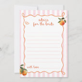 Citrus Spritz Pink Stripes Bridal Advice Card Einladung (Vorderseite)
