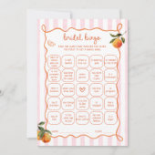Citrus Spritz Pink Stripes Bridal Bingo Card Einladung (Vorderseite)