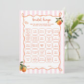 Citrus Spritz Pink Stripes Bridal Bingo Card Einladung (Stehend Vorderseite)
