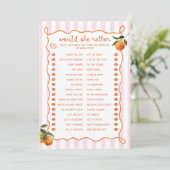 Citrus Spritz Pink Stripes Would she rather Card Einladung (Stehend Vorderseite)