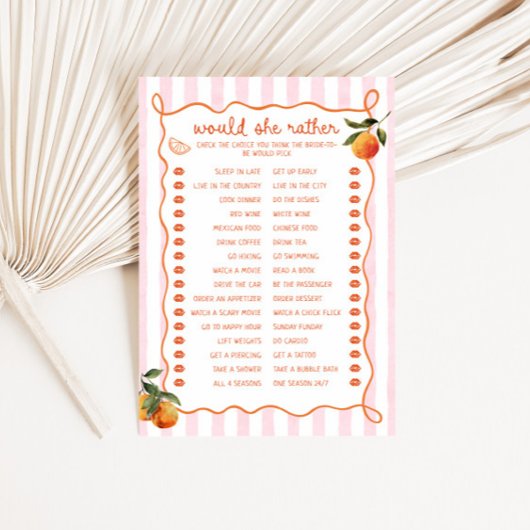 Citrus Spritz Pink Stripes Would she rather Card Einladung