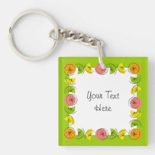 Citrus Square Grüner Text Quadrat doppelseitig Schlüsselanhänger