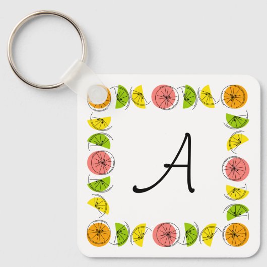 Citrus Square  Monogram aluminium double-sided Schlüsselanhänger (Vorderseite)