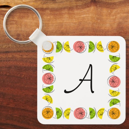 Citrus Square Monogram aluminium double-sided Schlüsselanhänger (Vorderseite)
