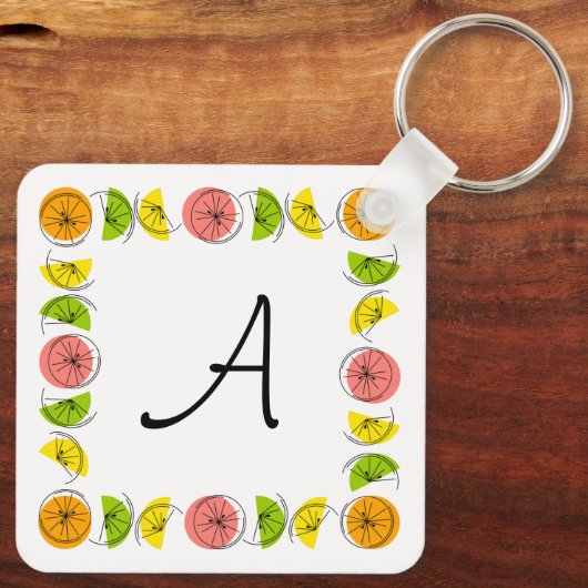 Citrus Square Monogram aluminium double-sided Schlüsselanhänger (Rückseite)