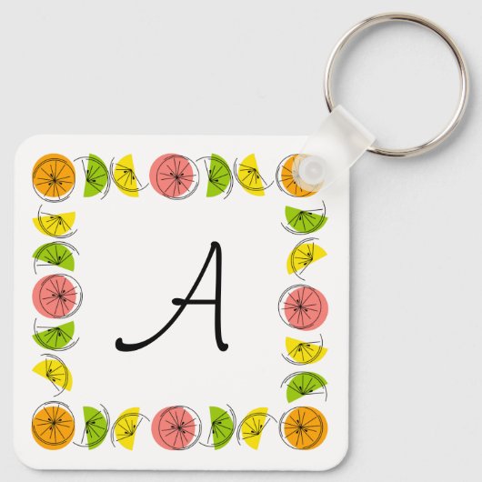 Citrus Square Monogram aluminium double-sided Schlüsselanhänger (Rückseite)