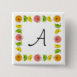 Citrus Square Monogram-Knopfquadrat Button