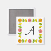 Citrus Square Monogram-Magnetquadrat Magnet (Vorderseite/Rückseite)