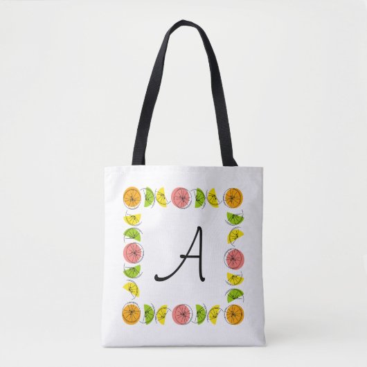 Citrus Square Monogramm pink überall in der Tasche (Vorderseite)