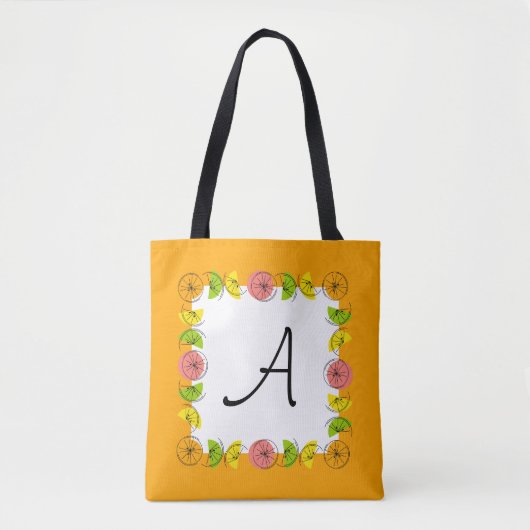 Citrus Square Orange Monogram überall in der Tasch Tasche (Vorderseite)