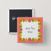 Citrus Square Pink Text-Taste Quadrat Button (Vorne & Hinten)