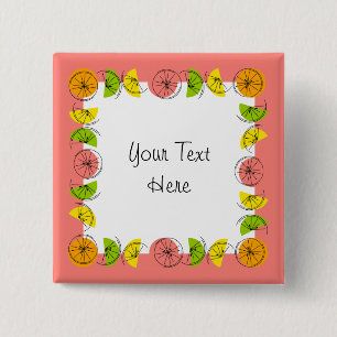 Citrus Square Pink Text-Taste Quadrat Button