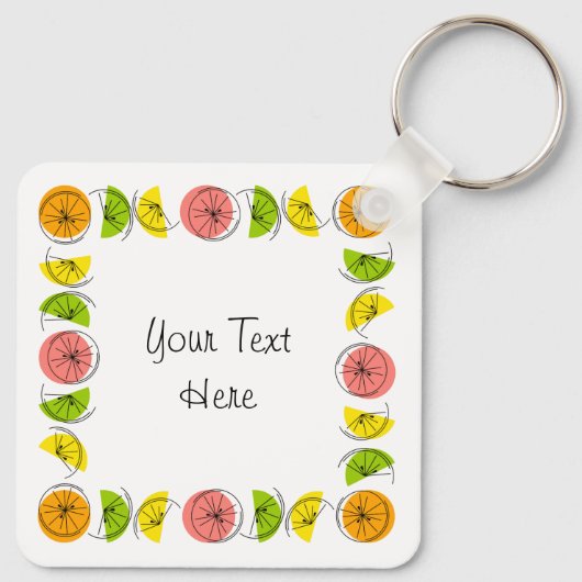 Citrus Square Text aus Aluminium zweiseitig Schlüsselanhänger (Rückseite)