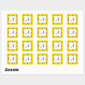 Citrus Square Yellow Monogram Aufkleber Quadrat (Blatt)