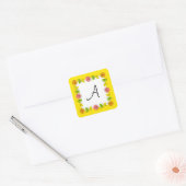 Citrus Square Yellow Monogram Aufkleber Quadrat (Umschlag)