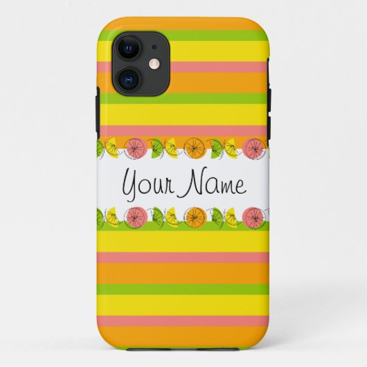 Citrus Stripe Klassischer Name iPhone Fall Case-Mate iPhone Hülle (Rückseite)