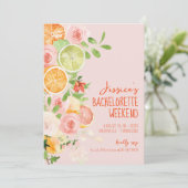 Citrus Summer Floral Bachelorette Wochenende Einladung (Stehend Vorderseite)
