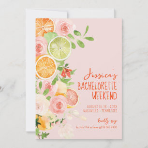 Citrus Summer Floral Bachelorette Wochenende Einladung