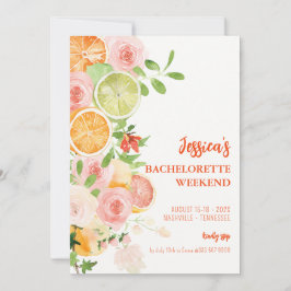 Citrus Summer Floral Bachelorette Wochenende Einladung