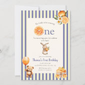 Citrus Sweet Bunny Boy First Birthday Einladung (Vorderseite)