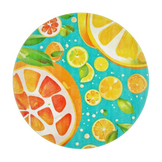 Citrus Symphony: Ein Juicy Delight Schneidebrett (Vorderseite)