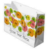 Citrus Text Geschenktasche groß Große Geschenktüte (Vorderseite Schrägansicht)