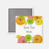 Citrus Text-Magnetquadrat Magnet (Vorderseite/Rückseite)