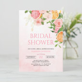 Citrus Theme Frucht Blumengebäck Brautparty Einladung (Stehend Vorderseite)