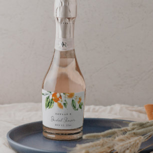 Citrus Themed Brautparty Mini Schaumweinetikett