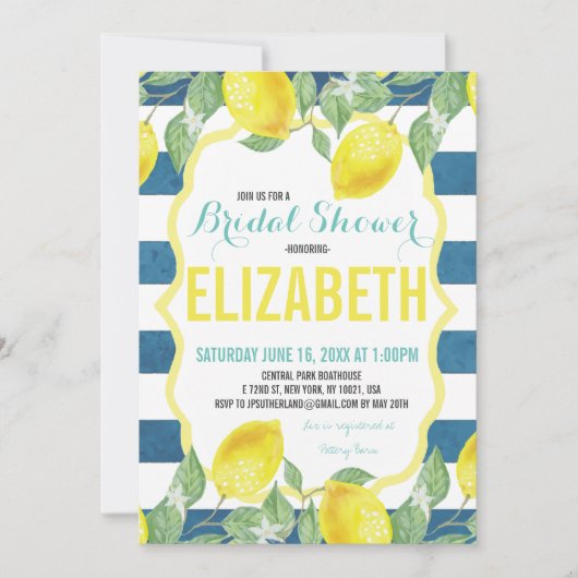 Citrus Themed Bridal Dusche Einladung (Vorderseite)